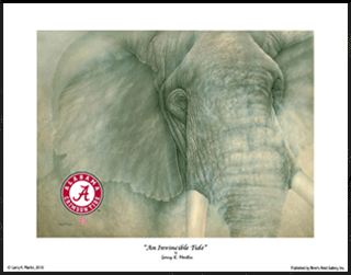 Giclee - The Alabama Elephant - Mini Prints - White, Red, and Black Matted